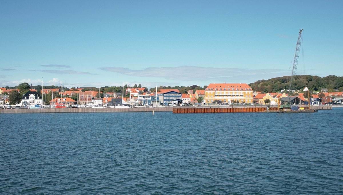 Billede af de eksisterende forhold på havneparken set fra syd mod nord