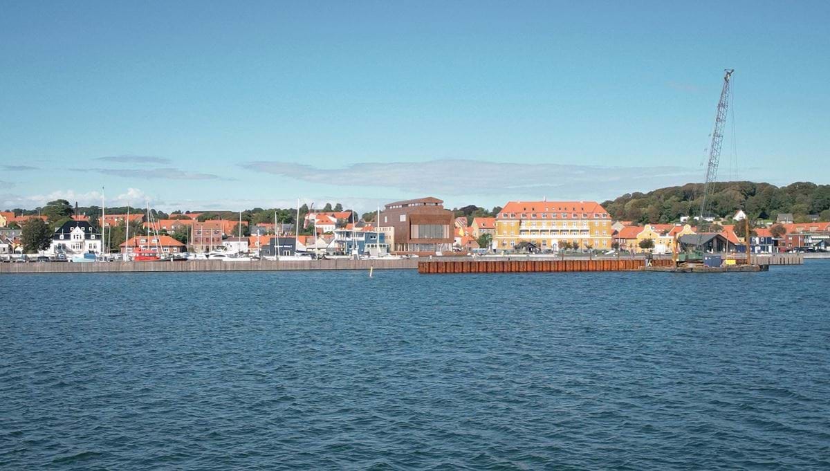 Billede af de fremtidige forhold på havneparken set fra syd mod nord